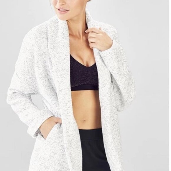 FABLETICS Gray Vanessa Quilted Cardigan Sweater Open Front Womens Sz Small - Picture 1 of 6